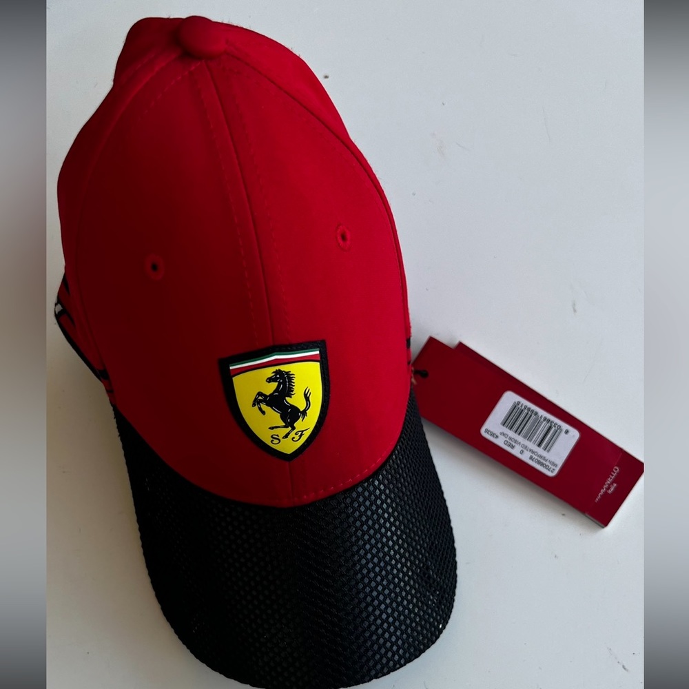 BRAND NEW Scuderia Ferrari red black perforated visor hat cap men's racing